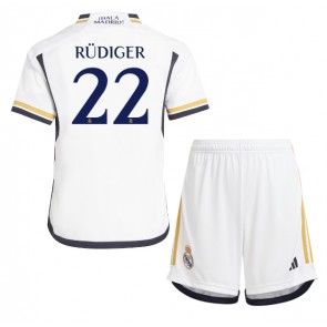 Real Madrid Antonio Rudiger #22 Hjemmebanesæt Børn 2023-24 Kort ærmer (+ korte bukser)